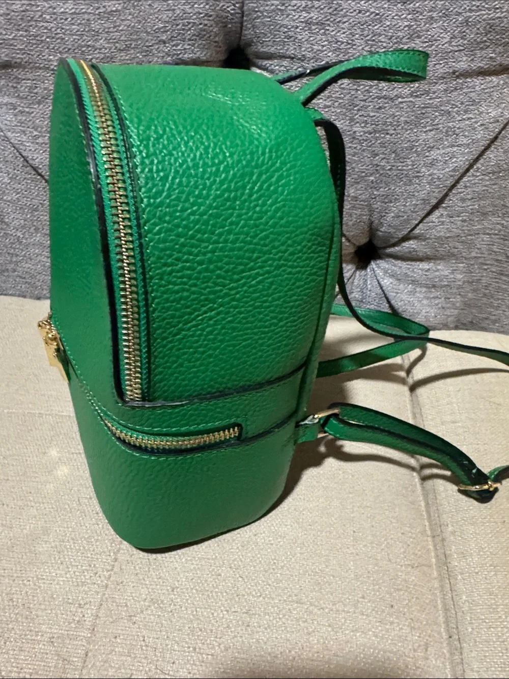 Green Mini 100% Leather Backpack